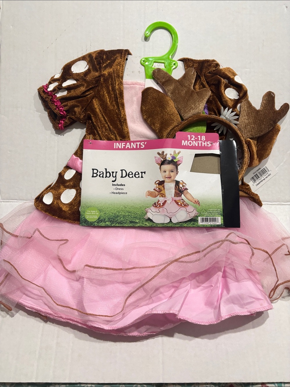Baby Deer Brown and Pink Infant Dress with Headpiece infant 12 to 18 month